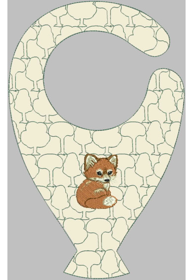 Hop085 - Fox and trees Quilted Bib with pacifier holder